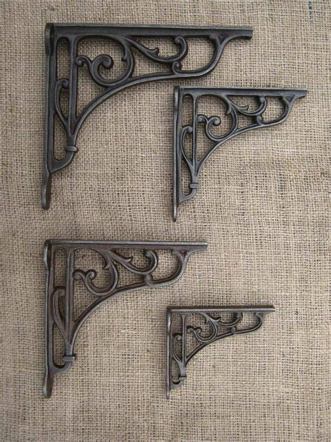 Pair vintage c1900 cast shelf brackets 15x12” high end Art 